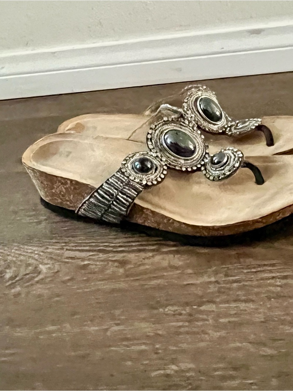 Embellished Black Bead Thong Sandals - Women - Picture 13 of 13